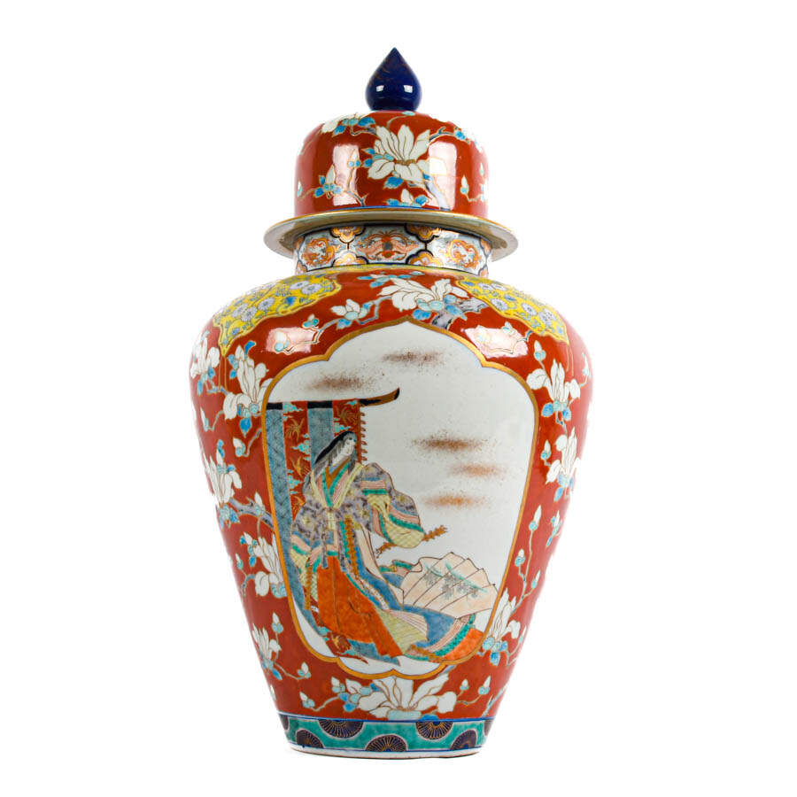 Oversized Japanese Porcelain Imari Lidded Urn-3