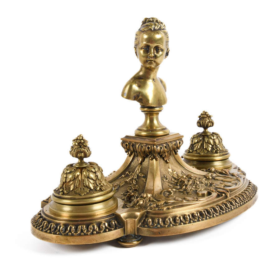 Antique French Bronze Figural Inkwell-3