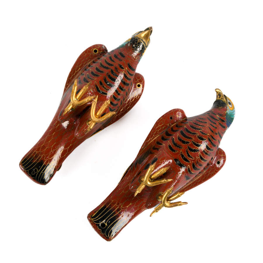 Pair of Chinese Cloisonné Birds-8