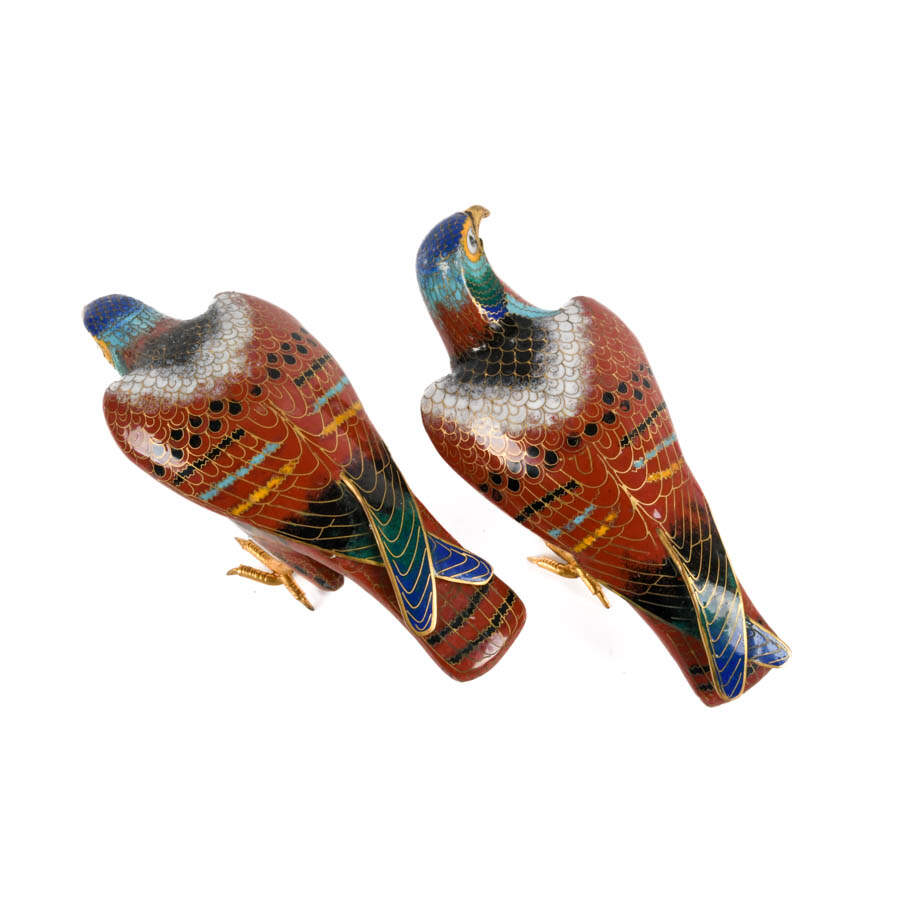 Pair of Chinese Cloisonné Birds-4