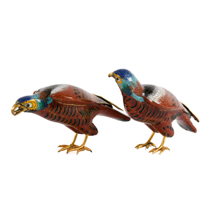 Pair of Chinese Cloisonné Birds-2