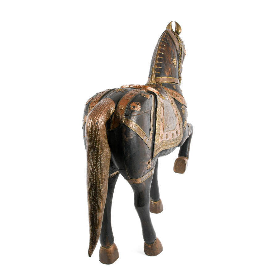 Life-Size Carved Wood and Metal Carousel Horse-8