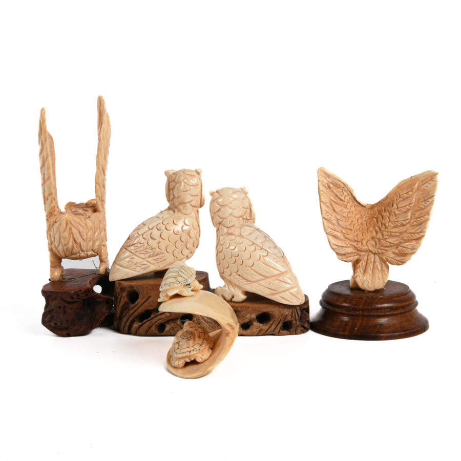 Grouping of Four Bone Carved Animals-3