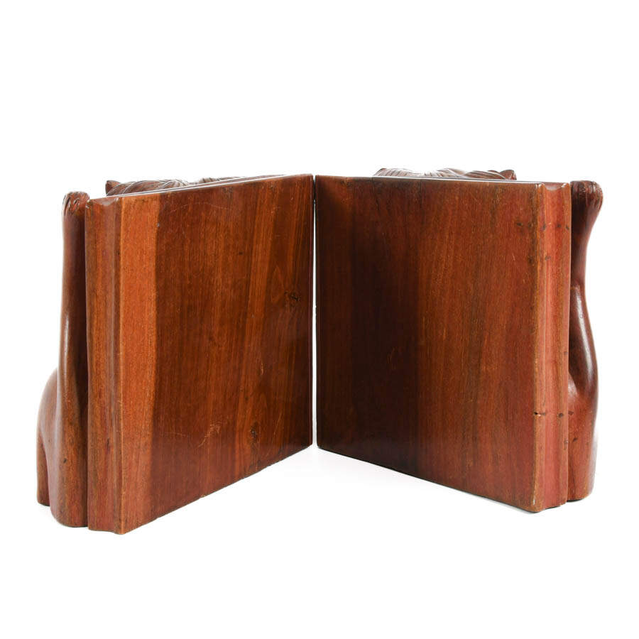 Pair of Carved Wood Lion Bookends-8