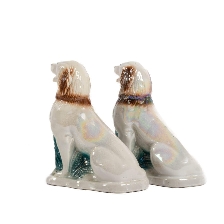 Pair of Lusterware Spaniel Dog Statues-4