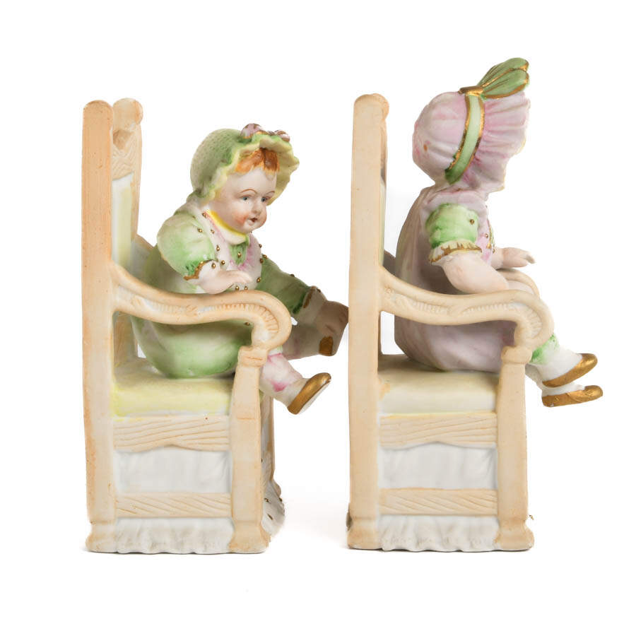 Pair of German Bisque Seated Children Figures-5