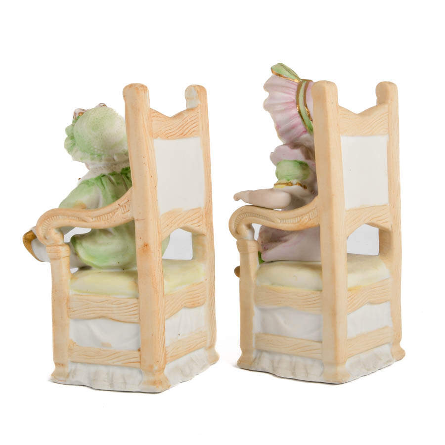 Pair of German Bisque Seated Children Figures-3