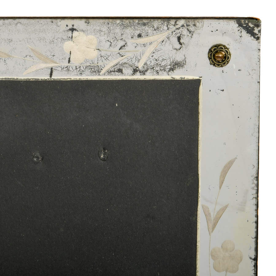 Art Deco Mirrored Glass Floral Picture Frame-2