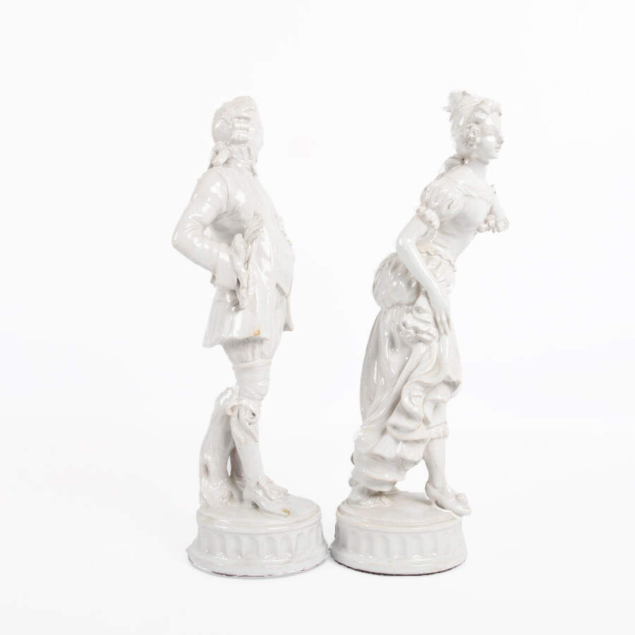 Antique Pair of Blanc De Chine Figural Statues-6