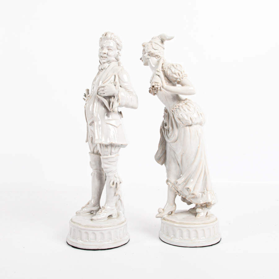 Antique Pair of Blanc De Chine Figural Statues-2