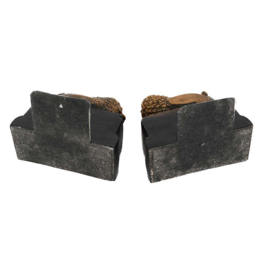 Pair of Composition Reclining Lion Bookends-7