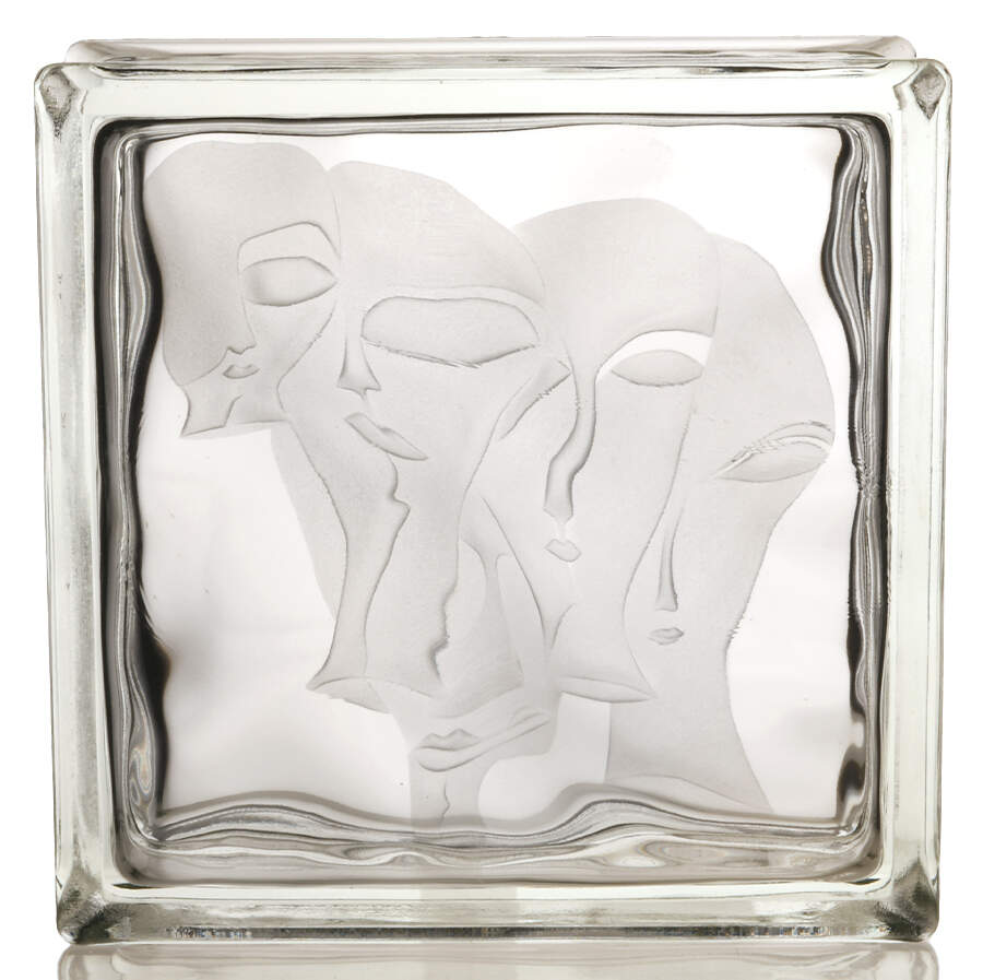 Abstract Figural Glass Block Sculpture-1
