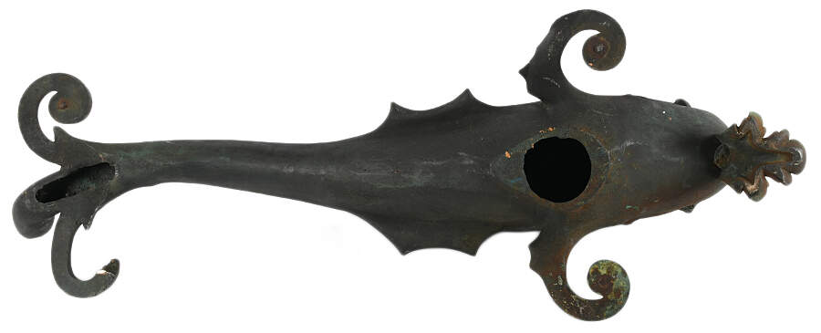 Large Antique Cast Iron Dolphin Architectural Detail-2