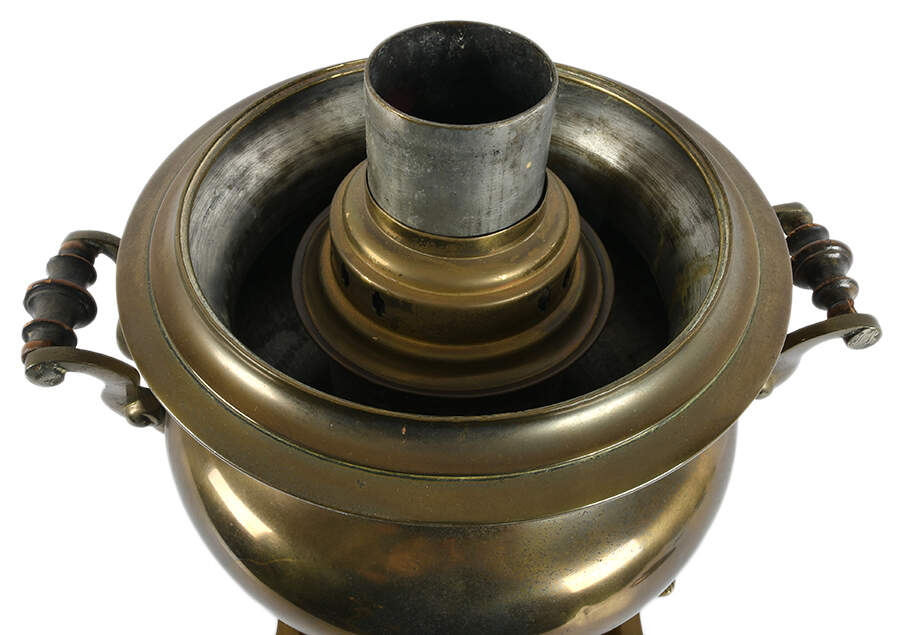 Antique Russian Brass Samovar with Tray-8