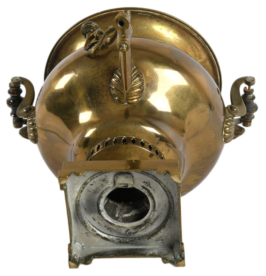 Antique Russian Brass Samovar with Tray-3
