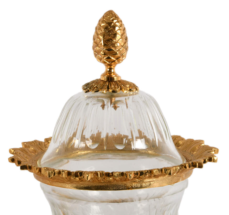 Matched Pair Signed Baccarat Gilt Bronze and Figural Urns-8