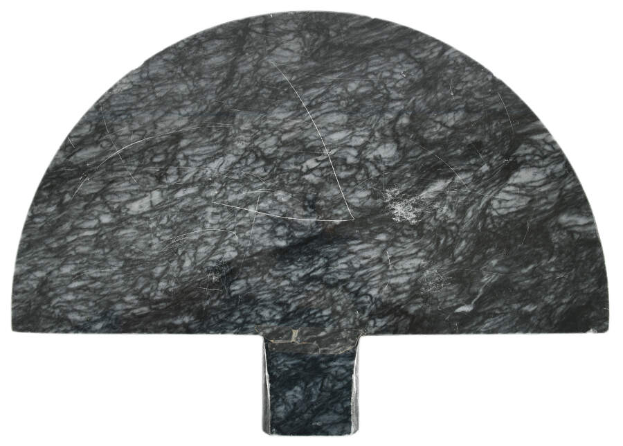 Fan Shape Marble and Brass Lady Sculpture-12