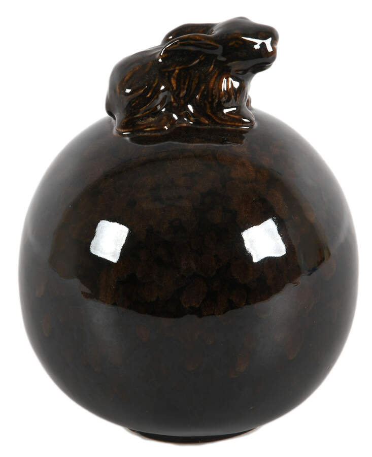 Studio Pottery Figural Rabbit Garden Sphere-2