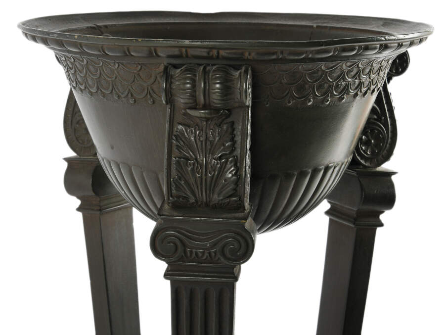 Heavy Cast Metal Torchère Plant Stand on Marble Base-5