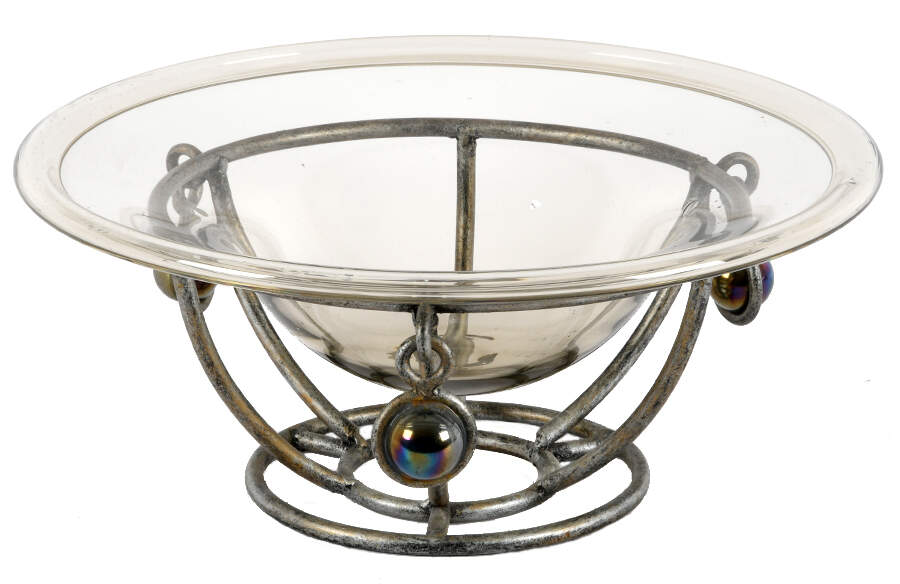 Glass Centerpiece Bowl with Metal Base-1