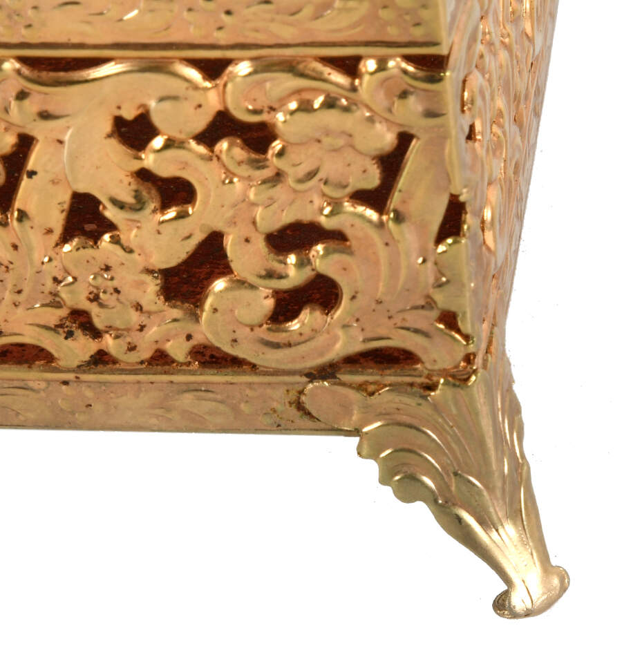 Set of Two Hollywood Regency Gold Filigree Dresser Boxes-5