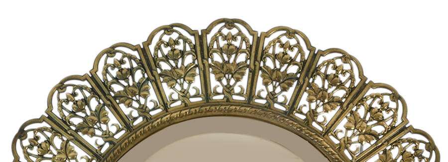 Ornate Reticulated Brass Sunburst-Style Wall Mirror-3