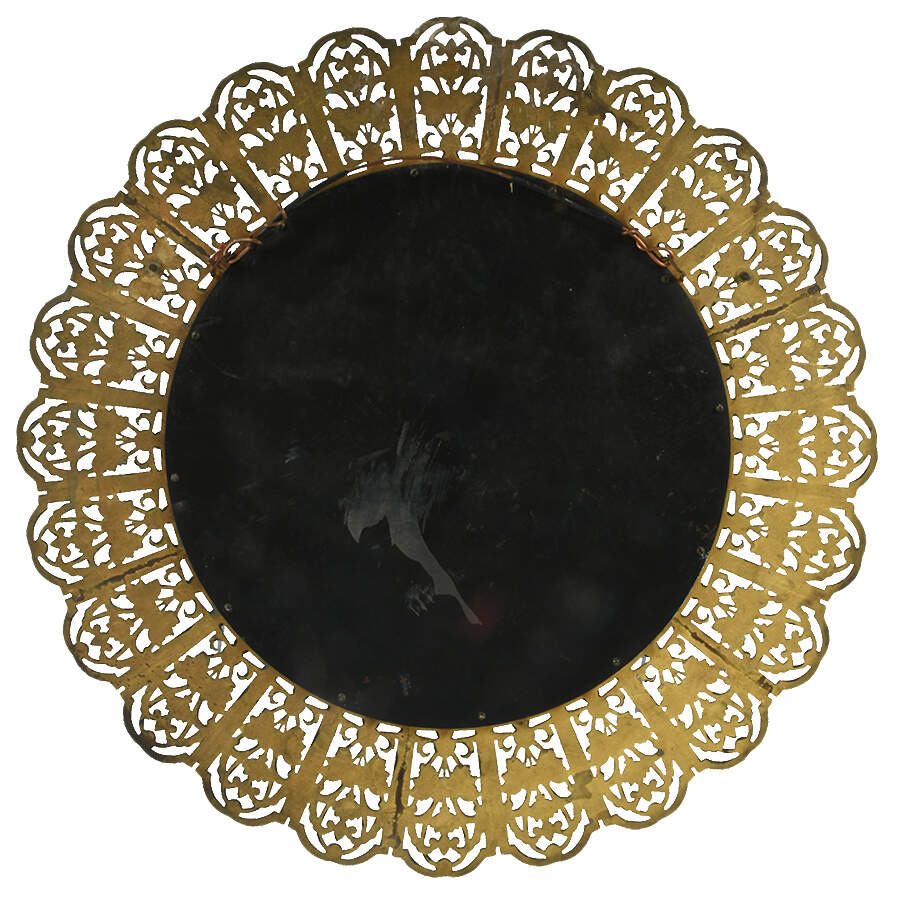 Ornate Reticulated Brass Sunburst-Style Wall Mirror-2