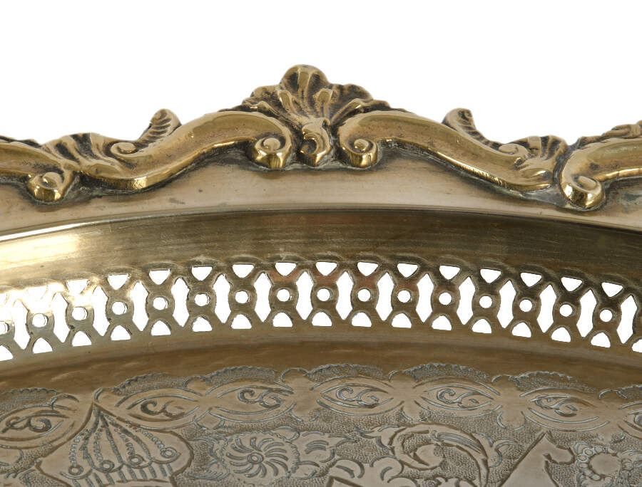 Moroccan Silver-Plated Metal Tray Table-4