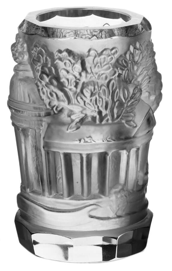 Raised Relief Glass Capitol Building Candle Holder-2