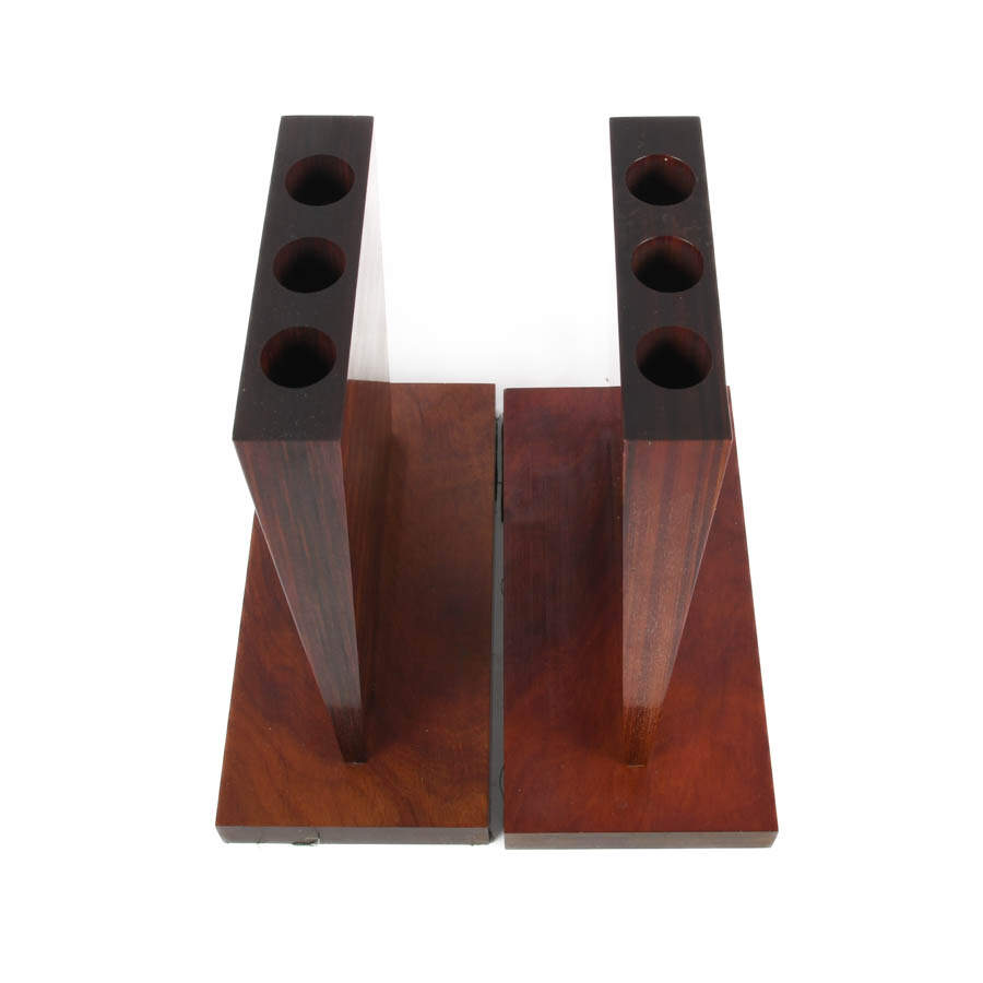 Pair of Flame Mahogany Candle Holders-4