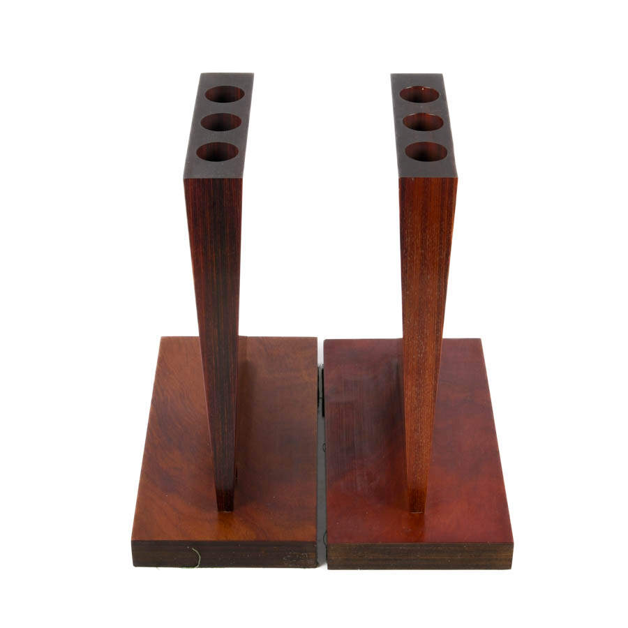 Pair of Flame Mahogany Candle Holders-3
