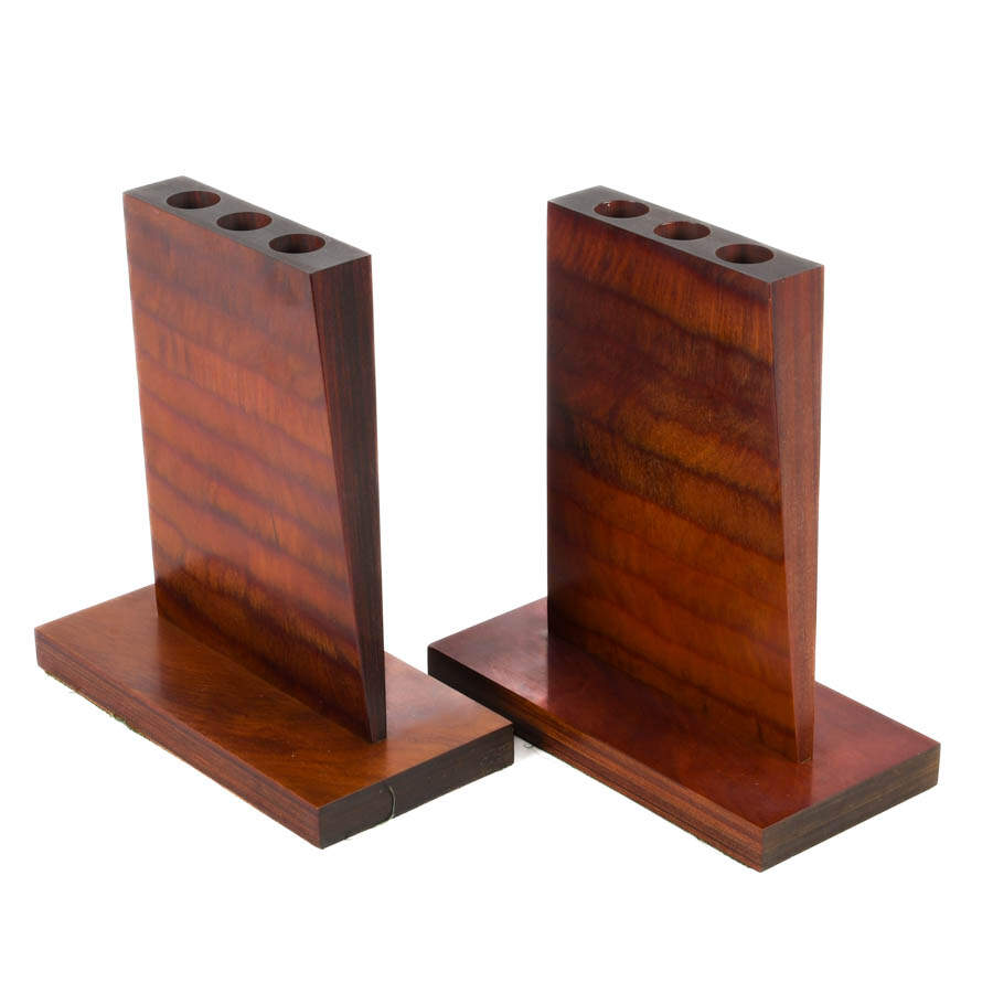 Pair of Flame Mahogany Candle Holders-2