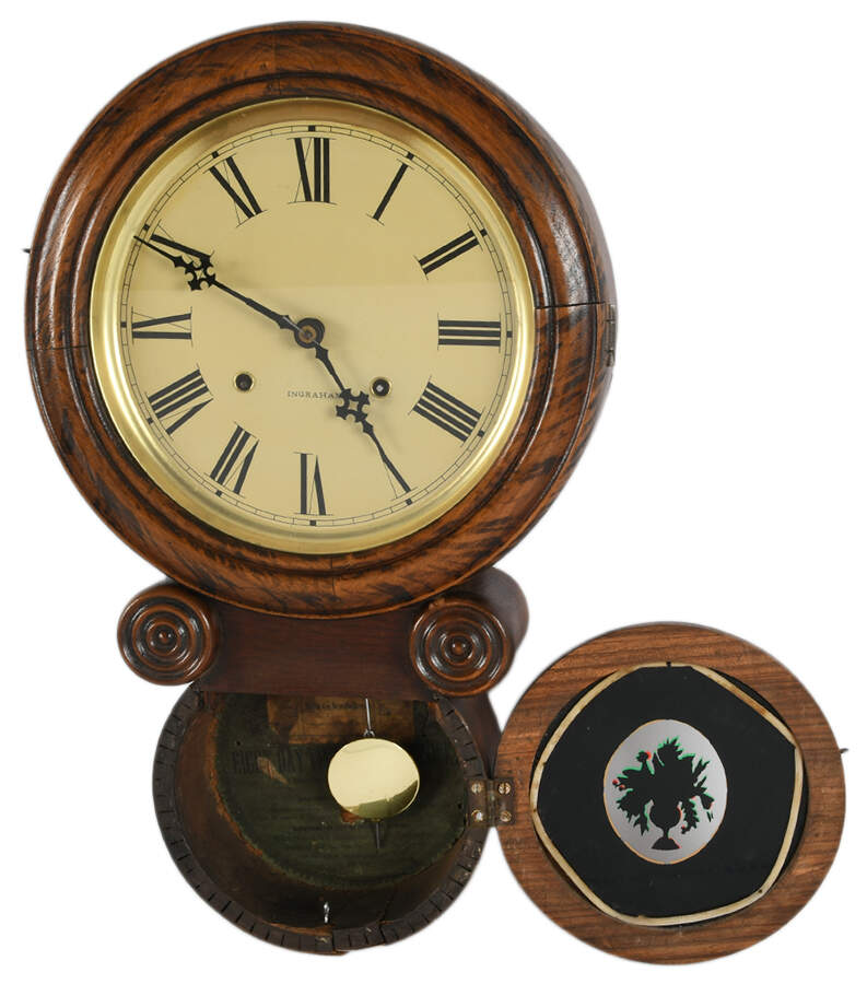 Antique Ingrahm Reverse Painted Clock-3
