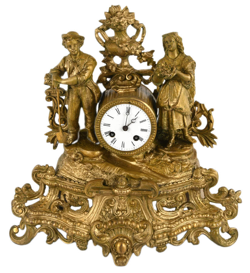 Antique French Ornate Gilt Clock-1