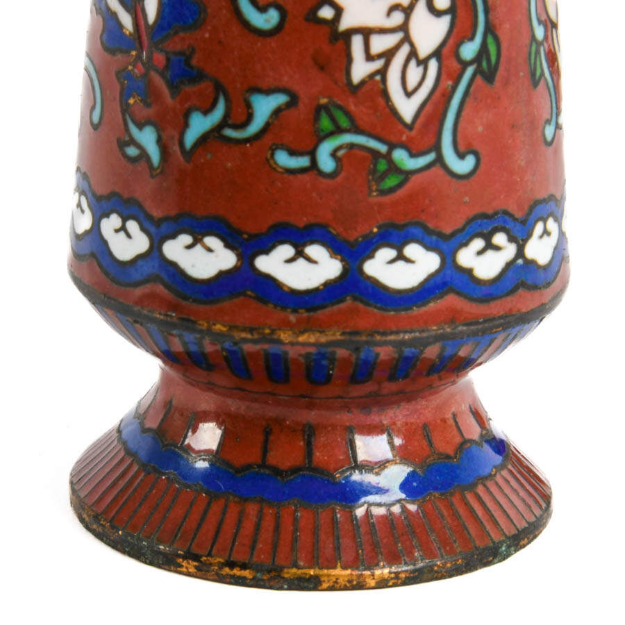 Grouping of Three Cloisonné Items: Holders and Vase-5