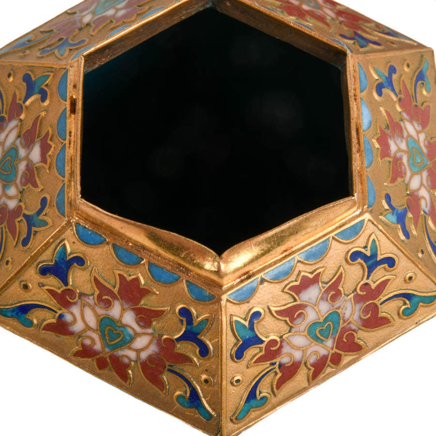 Grouping of Three Cloisonné Items: Holders and Vase-4