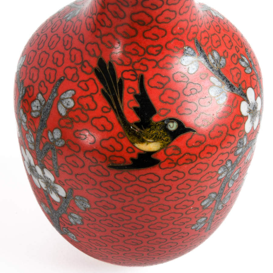 Grouping of Three Cloisonné Items: Holders and Vase-2