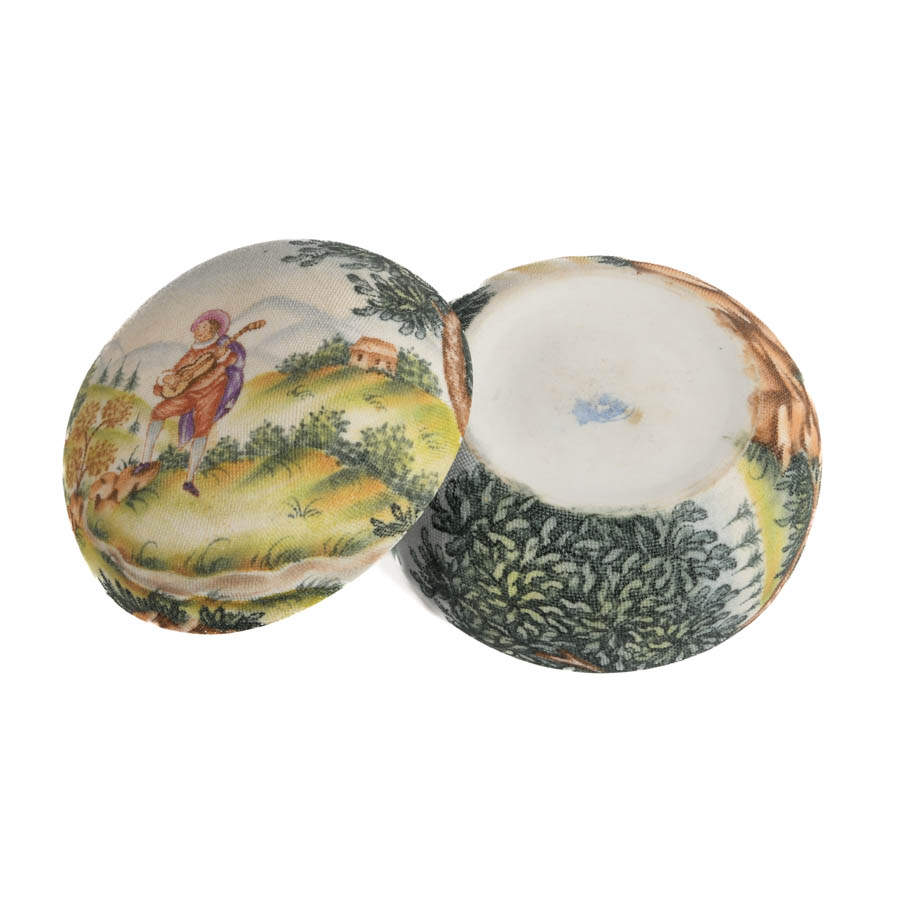 Antique Pictorial Tapestry Covered Dresser Box-8