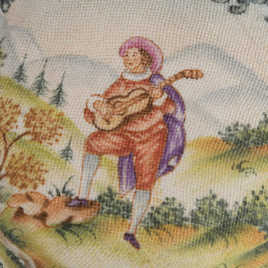 Antique Pictorial Tapestry Covered Dresser Box-2
