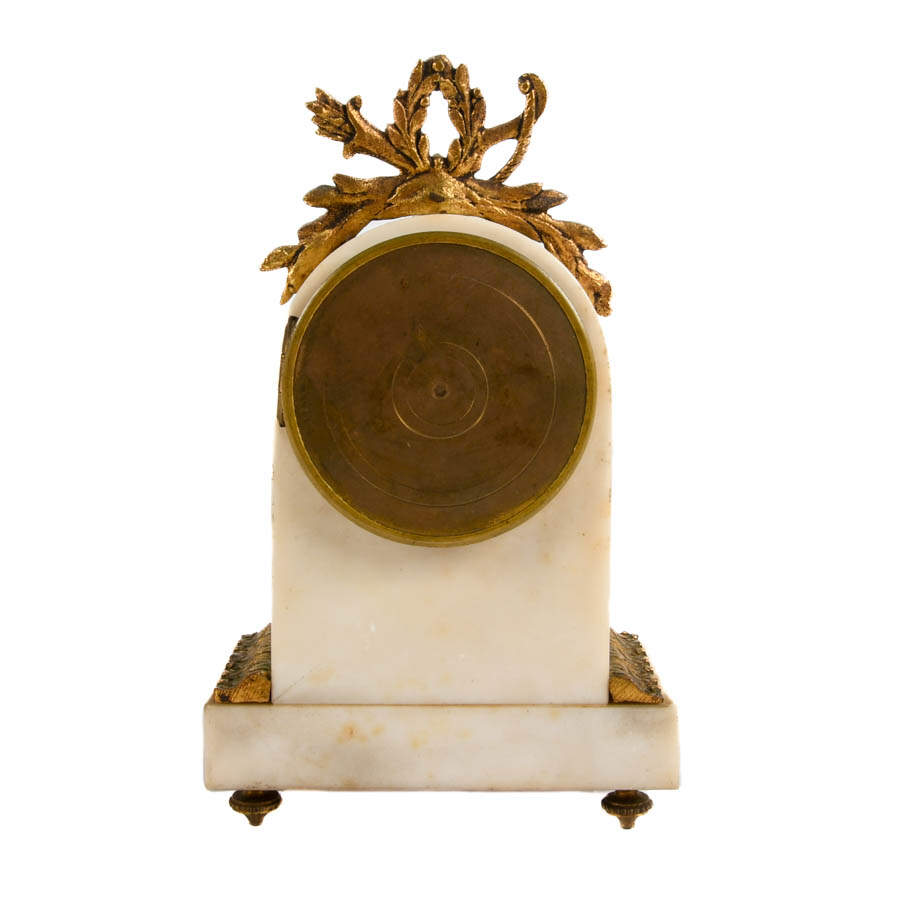 Antique French Gilt Bronze and White Marble Clock-4