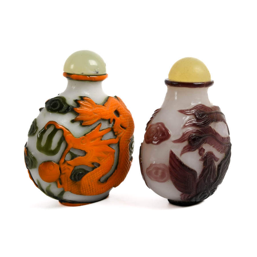 Grouping of Two Peking Glass Snuff Bottles-4