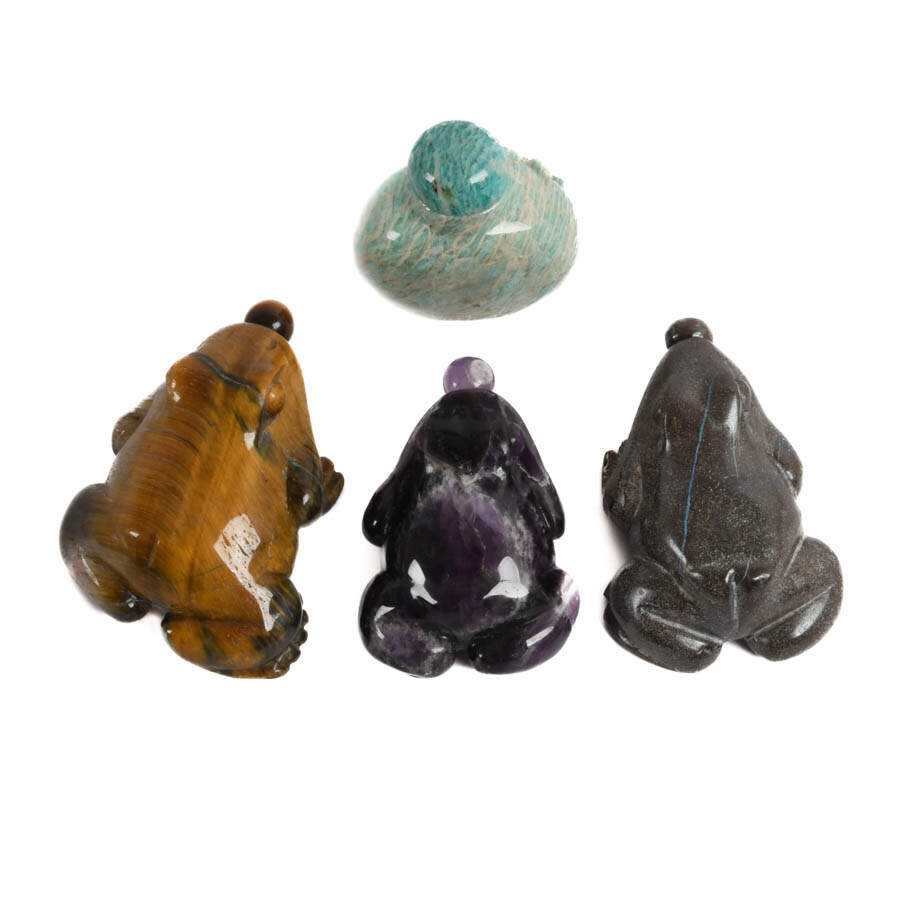 Grouping of Four Frog and Bird Stone Snuff Bottles-4