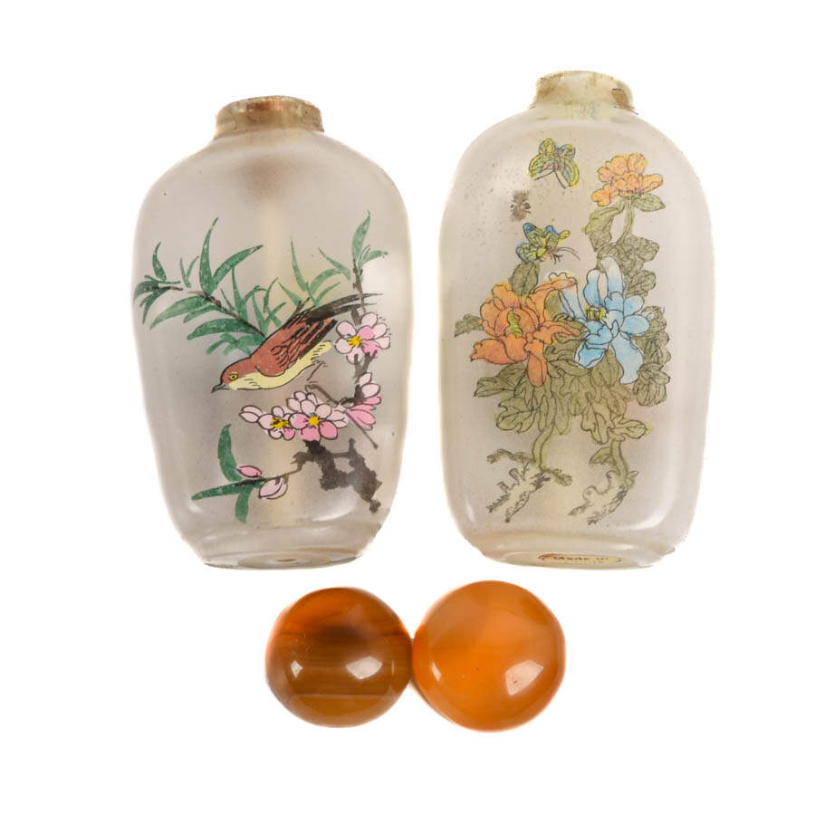 Grouping of Two Chinese Reverse Painted Snuff Bottles-1