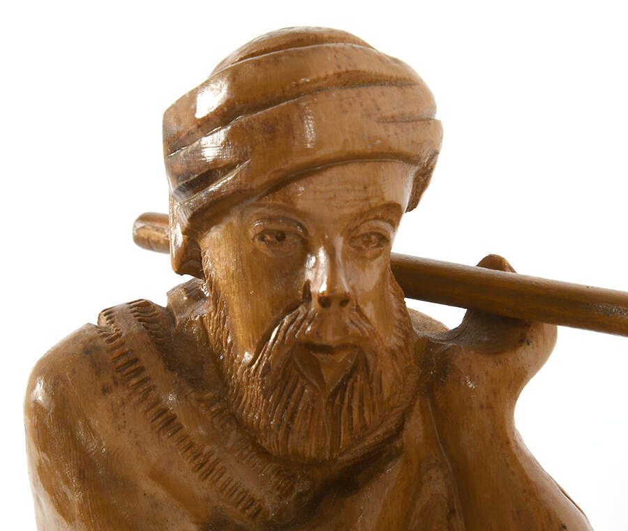 Antique Carved Wood Biblical "Joshua and Caleb" Statue-5