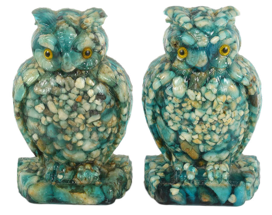 Mid-Century Modern Lucite Owl Bookends-1