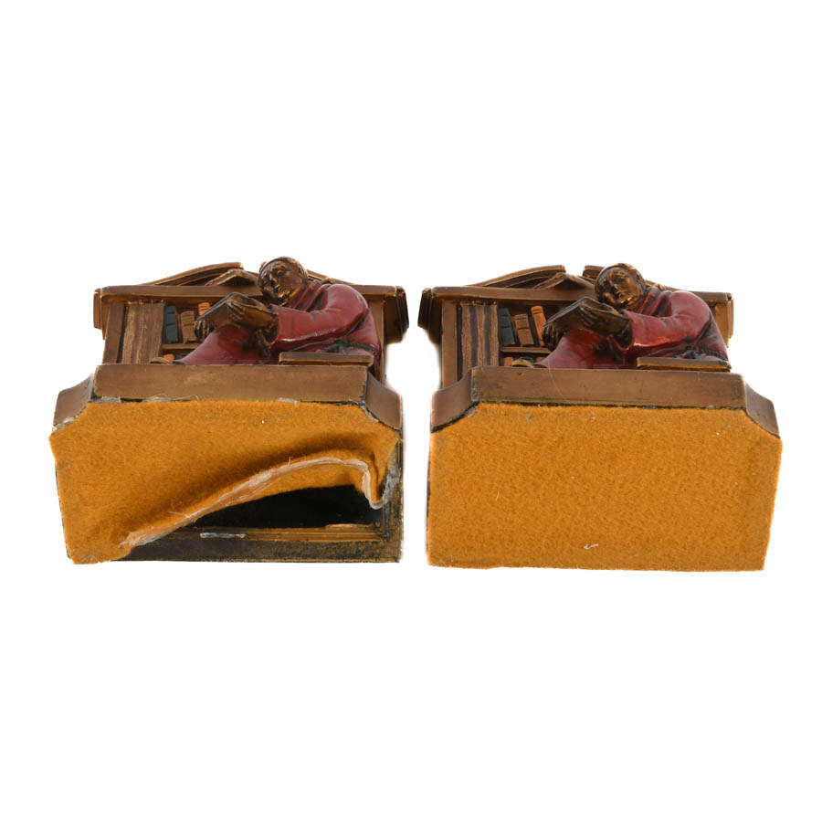 Pair of L.V. Aronson Figural Bronze Monk Bookends-7