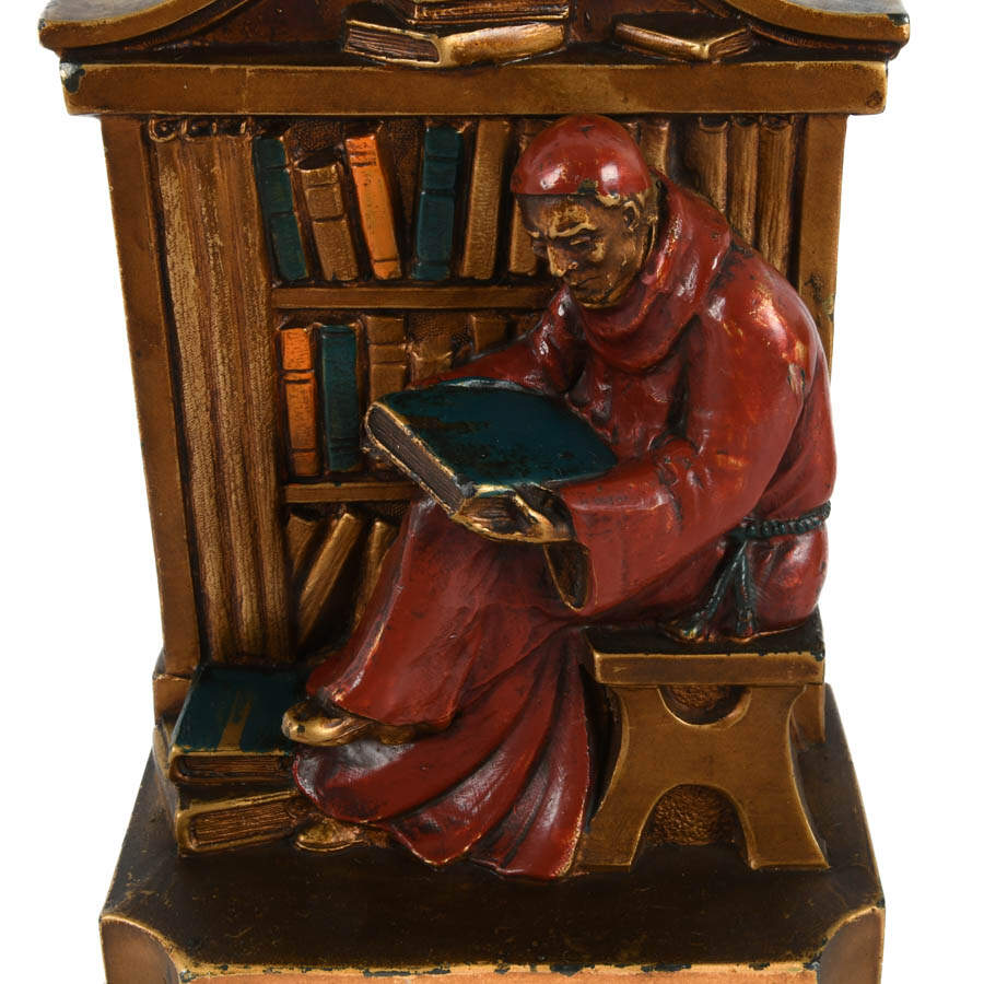 Pair of L.V. Aronson Figural Bronze Monk Bookends-6