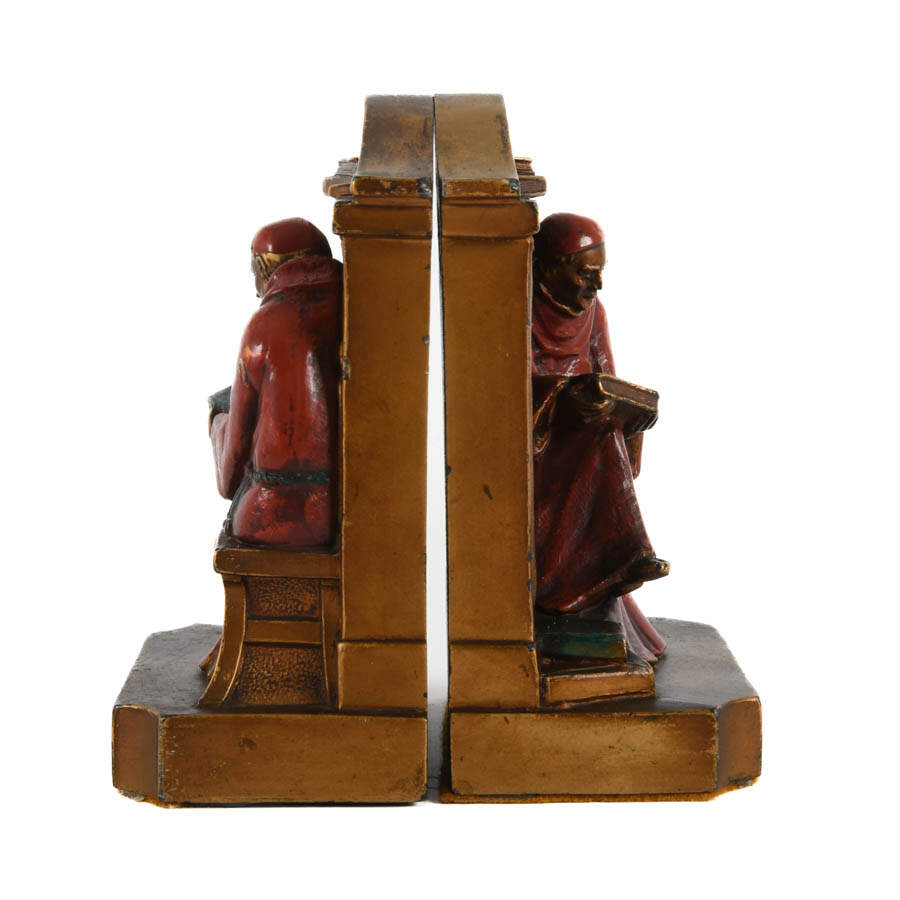 Pair of L.V. Aronson Figural Bronze Monk Bookends-2