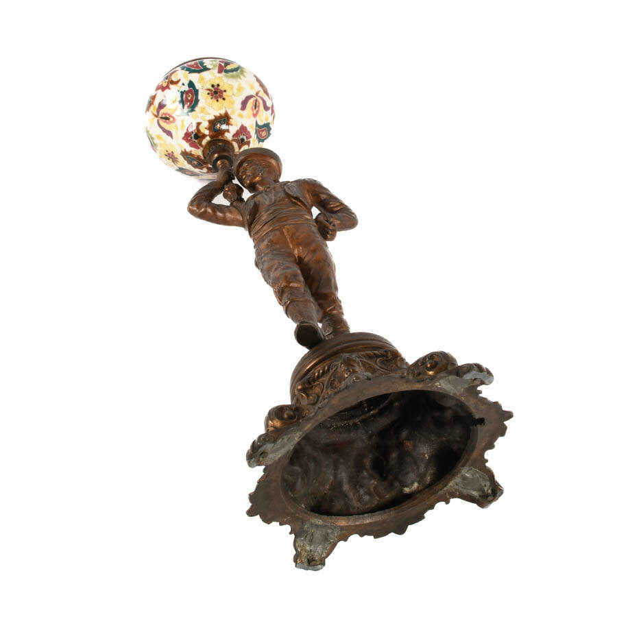 Figural Spelter Gentleman Centerpiece with Hand-Painted Ceramic Holder-9
