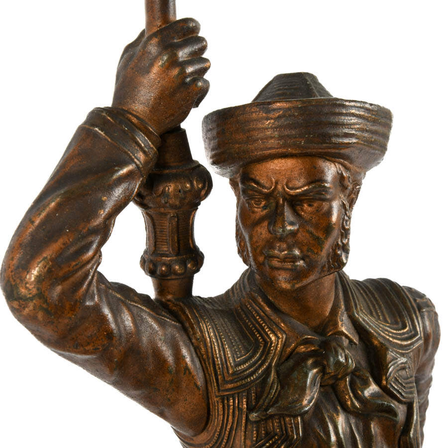 Figural Spelter Gentleman Centerpiece with Hand-Painted Ceramic Holder-3